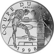 France 10 Francs FIFA World Cup 1997 Proof KM# 1163 COUPE DU MONDE ANGLETERRE 1966 1998 coin reverse France 10 Francs FIFA World Cup 1997 Proof KM# 1163 COUPE DU MONDE ANGLETERRE 1966 1998 coin reverse