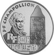 France 10 Francs Treasures of the Nile. Champollion 1998 Proof KM# 1205 J-F CHAMPOLLION RF coin obverse