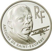 France 10 Francs Antoine de Saint-Exupery 2000 Proof KM# 1263 RF ANTOINE DE SAINT-EXUPÉRY coin obverse France 10 Francs Antoine de Saint-Exupery 2000 Proof KM# 1263 RF ANTOINE DE SAINT-EXUPÉRY coin obverse