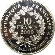 France 10 Francs Denier of Charlemagne 2000 Proof KM# 1230 RÉPUBLIQUE FRANÇAISE LIBERTÉ-ÉGALITÉ-FRATERNITÉ 10 FRANCS 2000 coin obverse France 10 Francs Denier of Charlemagne 2000 Proof KM# 1230 RÉPUBLIQUE FRANÇAISE LIBERTÉ-ÉGALITÉ-FRATERNITÉ 10 FRANCS 2000 coin obverse
