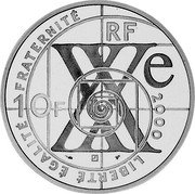 France 10 Francs Physics 2000 Proof KM# 1217 LIBERTÉ ÉGALITÉ FRATERNITÉ RF 10F XXE 2000 coin obverse France 10 Francs Physics 2000 Proof KM# 1217 LIBERTÉ ÉGALITÉ FRATERNITÉ RF 10F XXE 2000 coin obverse