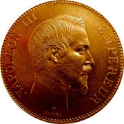 France 100 Francs Napoleon III 1857 A KM# 786.1 NAPOLEON III EMPEREUR BARRE coin obverse France 100 Francs Napoleon III 1857 A KM# 786.1 NAPOLEON III EMPEREUR BARRE coin obverse