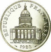 France 100 Francs Tree 1982 KM# 951.1 RÉPUBLIQUE FRANÇAISE AUX GRANDS HOMMES LA PATRIE RECONNAISSANTE 1982 coin obverse