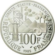 France 100 Francs Emile Zola Germinal 1985 Proof KM# 957a LIBERTE EGALITE FRATERNITE 100 F LE BRETON RÉPUBLIQUE 1985 FRANÇAISE coin obverse France 100 Francs Emile Zola Germinal 1985 Proof KM# 957a LIBERTE EGALITE FRATERNITE 100 F LE BRETON RÉPUBLIQUE 1985 FRANÇAISE coin obverse