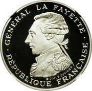 France 100 Francs La Fayette 1987 Proof KM# 962c GÉNÉRAL LA FAYETTE RÉPUBLIQUE FRANÇAISE coin obverse
