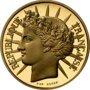 France 100 Francs Fraternity 1988 KM# 966b REPUBLIQUE FRANÇAISE D'AP. BARRE coin obverse France 100 Francs Fraternity 1988 KM# 966b REPUBLIQUE FRANÇAISE D'AP. BARRE coin obverse