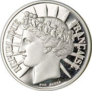 France 100 Francs Fraternity Palladium 1988 Proof KM# 966d RÉPUBLIQUE FRANÇAISE D'AP. BARRE coin obverse France 100 Francs Fraternity Palladium 1988 Proof KM# 966d RÉPUBLIQUE FRANÇAISE D'AP. BARRE coin obverse