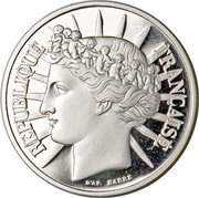 France 100 Francs Fraternity 1988 Proof KM# 966c REPUBLIQUE FRANÇAISE D'AP. BARRE coin obverse France 100 Francs Fraternity 1988 Proof KM# 966c REPUBLIQUE FRANÇAISE D'AP. BARRE coin obverse