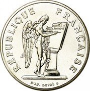 France 100 Francs Human Rights 1989 KM# 970 RÉPUBLIQUE FRANÇAISE DROITS DE L'HOMME D'AP. DUPRÉ coin obverse France 100 Francs Human Rights 1989 KM# 970 RÉPUBLIQUE FRANÇAISE DROITS DE L'HOMME D'AP. DUPRÉ coin obverse