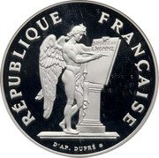 France 100 Francs Human Rights. Palladium 1989 Proof KM# 970d RÉPUBLIQUE FRANÇAISE D'AP. DUPRE coin obverse France 100 Francs Human Rights. Palladium 1989 Proof KM# 970d RÉPUBLIQUE FRANÇAISE D'AP. DUPRE coin obverse