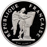 France 100 Francs Human Rights 1989 Proof KM# 970c RÉPUBLIQUE FRANÇAISE D'AP. DUPRÉ coin obverse France 100 Francs Human Rights 1989 Proof KM# 970c RÉPUBLIQUE FRANÇAISE D'AP. DUPRÉ coin obverse
