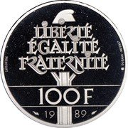 France 100 Francs Human Rights 1989 Proof KM# 970c LIBERTÉ ÉGALITÉ FRATERNITÉ 100F 1989 DURAND-MEGRET coin reverse France 100 Francs Human Rights 1989 Proof KM# 970c LIBERTÉ ÉGALITÉ FRATERNITÉ 100F 1989 DURAND-MEGRET coin reverse