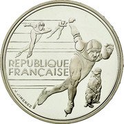 France 100 Francs Speed Skating 1990 Proof KM# 980 REPUBLIQUE FRANÇAISE J. JIMENEZ coin obverse