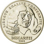 France 100 Francs Rene Descartes 1991 KM# 996 LIBERTE EGALITE FRATERNITE DESCARTES 1991 coin reverse France 100 Francs Rene Descartes 1991 KM# 996 LIBERTE EGALITE FRATERNITE DESCARTES 1991 coin reverse
