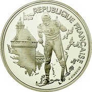 France 100 Francs Cross-country Skiing 1991 Proof KM# 994 REPUBLIQUE FRANÇAISE J. JIMENEZ coin obverse France 100 Francs Cross-country Skiing 1991 Proof KM# 994 REPUBLIQUE FRANÇAISE J. JIMENEZ coin obverse