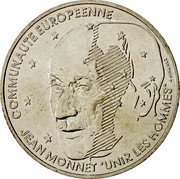 France 100 Francs Jean Monnet 1992 KM# 1120 COMMUNAUTE EUROPEENNE JEAN MONNET UNIR LES HOMMES J. JIMENEZ coin reverse