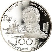 France 100 Francs ules Dumont d'Urville 1992 Proof KM# 1010 TERRES AUSTRALES ET ANTARCTIQUES FRANÇAISES 1992 PONCE BUQUOY coin obverse France 100 Francs ules Dumont d'Urville 1992 Proof KM# 1010 TERRES AUSTRALES ET ANTARCTIQUES FRANÇAISES 1992 PONCE BUQUOY coin obverse