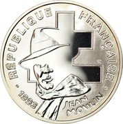 France 100 Francs Jean Moulin 1993 Proof KM# 1023 RÉPUBLIQUE FRANÇAISE ER 1993 JEAN MOULIN coin obverse France 100 Francs Jean Moulin 1993 Proof KM# 1023 RÉPUBLIQUE FRANÇAISE ER 1993 JEAN MOULIN coin obverse