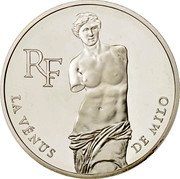 France 100 Francs Bicentennial of the Louvre - Venus de Milo 1993 Proof KM# 1020 LA VÉNUS DE MILO RF coin obverse France 100 Francs Bicentennial of the Louvre - Venus de Milo 1993 Proof KM# 1020 LA VÉNUS DE MILO RF coin obverse