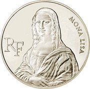 France 100 Francs Mona Lisa 1993 Proof KM# 1017 MONA LISA RF coin obverse France 100 Francs Mona Lisa 1993 Proof KM# 1017 MONA LISA RF coin obverse