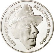 France 100 Francs General de Lattre de Tassigny 1994 Proof KM# 1044 RÉPUBLIQUE FRANÇAISE DE LATTRE DE TASSIGNY coin obverse France 100 Francs General de Lattre de Tassigny 1994 Proof KM# 1044 RÉPUBLIQUE FRANÇAISE DE LATTRE DE TASSIGNY coin obverse