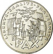 France 100 Francs 50th Anniversary of the End of World War II 1995 KM# 1116.1 LIBERTÉ-ÉGALITÉ-FRATERNITÉ PAX coin reverse France 100 Francs 50th Anniversary of the End of World War II 1995 KM# 1116.1 LIBERTÉ-ÉGALITÉ-FRATERNITÉ PAX coin reverse