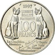 France 100 Francs Andre Melraux 1997 KM# 1188 1997 LIBERTÉ ÉGALITÉ FRATERNITÉ 100 FRANCS ANDRÉ MALRAUX LA CONDITION HUMAINE L'ESPOIR LES VOIX DU SILENCE ANTIMÉMOIRES coin reverse France 100 Francs Andre Melraux 1997 KM# 1188 1997 LIBERTÉ ÉGALITÉ FRATERNITÉ 100 FRANCS ANDRÉ MALRAUX LA CONDITION HUMAINE L'ESPOIR LES VOIX DU SILENCE ANTIMÉMOIRES coin reverse