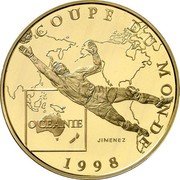 France 100 Francs World Cup Soccer 1997 Proof KM# 1173 OCEANIE JIMENEZ 1998 COUPE DU MONDE coin reverse France 100 Francs World Cup Soccer 1997 Proof KM# 1173 OCEANIE JIMENEZ 1998 COUPE DU MONDE coin reverse