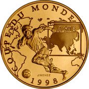 France 100 Francs World Cup 1997 Proof KM# 1170 ASIE JIMENEZ 1998 COUPE DU MONDE coin reverse France 100 Francs World Cup 1997 Proof KM# 1170 ASIE JIMENEZ 1998 COUPE DU MONDE coin reverse