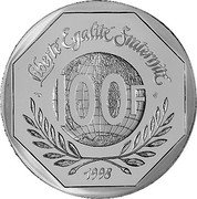 France 100 Francs 50th Anniversary of the Universal Declaration of Human Rights 1998 A Proof KM# 1397 LIBERTÉ EGALITÉ FRATERNITÉ 1998 100 F coin reverse