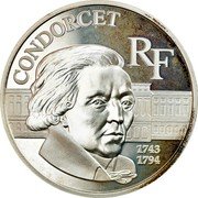 France 100 Francs Condorcet 1998 Proof KM# 1201 CONDORCET RF 1743 1794 coin obverse