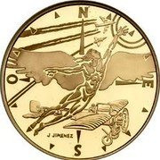France 100 Francs Flight 2000 Proof KM# 1242 J JIMENEZ O N E S coin reverse France 100 Francs Flight 2000 Proof KM# 1242 J JIMENEZ O N E S coin reverse