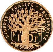 France 100 Francs Pantheon 1997 Proof KM# 1195 LIBERTÉ ÉGALITÉ FRATERNITÉ 100 F coin reverse France 100 Francs Pantheon 1997 Proof KM# 1195 LIBERTÉ ÉGALITÉ FRATERNITÉ 100 F coin reverse