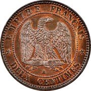 France 2 Centimes Napoleon III 1856 A KM# 776.1 EMPIRE FRANÇAIS DEUX CENTIMES A coin reverse France 2 Centimes Napoleon III 1856 A KM# 776.1 EMPIRE FRANÇAIS DEUX CENTIMES A coin reverse