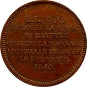 France 2 Francs King and Queen of Bavaria Visit to Paris Mint 1810 KM# M6 L.L.M.M LE ROI ET LA REINE DE BAVIERE VISITENT LA MONNAIE IMPERIALE DE PARIS LE 5 FEVRIER 1810 coin reverse France 2 Francs King and Queen of Bavaria Visit to Paris Mint 1810 KM# M6 L.L.M.M LE ROI ET LA REINE DE BAVIERE VISITENT LA MONNAIE IMPERIALE DE PARIS LE 5 FEVRIER 1810 coin reverse