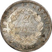 France 2 Francs Hundred Days. Napoleon 1815 A KM# 703 EMPIRE FRANCAIS 2 FRANCS 1815 coin reverse France 2 Francs Hundred Days. Napoleon 1815 A KM# 703 EMPIRE FRANCAIS 2 FRANCS 1815 coin reverse