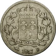 France 2 Francs Louis XVIII 1817 B KM# 710.2 2 F 1824 B coin reverse