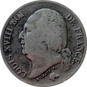 France 2 Francs Louis XVIII 1823 I KM# 710.5 LOUIS XVIII ROI DE FRANCE. MICHAUT F. coin obverse