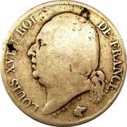 France 2 Francs Louis XVIII 1823 M KM# 710.8 LOUIS XVIII ROI DE FRANCE. MICHAUT F. coin obverse