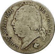 France 2 Francs Louis XVIII 1824 Q KM# 710.10 LOUIS XVIII ROI DE FRANCE. MICHAUT F. coin obverse