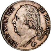 France 2 Francs Louis XVIII 1824 W KM# 710.12 LOUIS XVIII ROI DE FRANCE. MICHAUT F. coin obverse