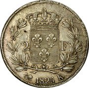 France 2 Francs Charles X 1825 K KM# 725.7 2 F 1825 K coin reverse