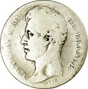 France 2 Francs Charles X 1825 M KM# 725.9 CHARLES X ROI DE FRANCE. MICHAUT. coin obverse