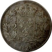 France 2 Francs Charles X 1826 I KM# 725.6 2 F 1826 I coin reverse