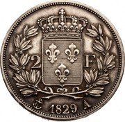 France 2 Francs Charles X 1829 A KM# 725.1 2 F 1825 A coin reverse