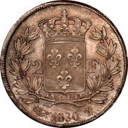 France 2 Francs Charles X 1830 T KM# 725.12 2 F 1830 T coin reverse