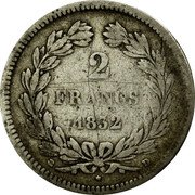 France 2 Francs Louis Philippe I 1832 D KM# 743.4 2 FRANCS 1832 D coin reverse