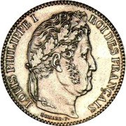 France 2 Francs Louis Philippe I 1848 A KM# 743.1 LOUIS PHILIPPE I ROI DES FRANÇAIS DOMARD.F. coin obverse