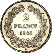 France 2 Francs Louis Philippe I 1848 A KM# 743.1 2 FRANCS 1847 A coin reverse