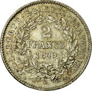 France 2 Francs Ceres 1849 K KM# 760.3 LIBERTÉ ÉGALITÉ FRATERNITÉ 2 FRANCS 1849 K coin reverse France 2 Francs Ceres 1849 K KM# 760.3 LIBERTÉ ÉGALITÉ FRATERNITÉ 2 FRANCS 1849 K coin reverse